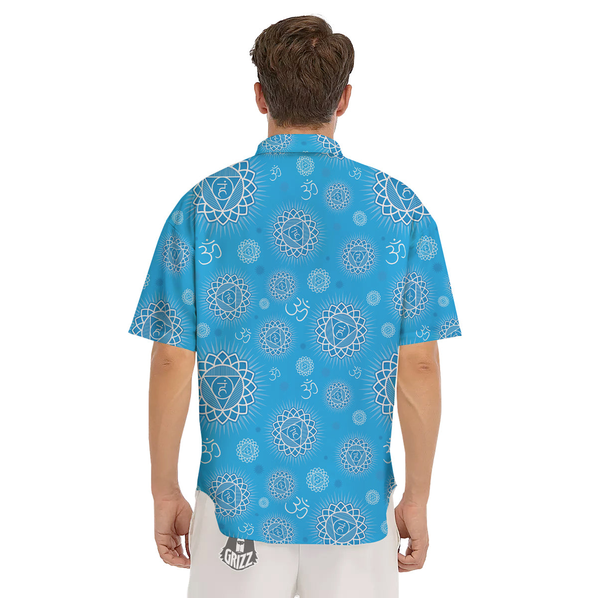 Chakra Vishuddha Print Pattern Men's Short Sleeve Shirts-grizzshop