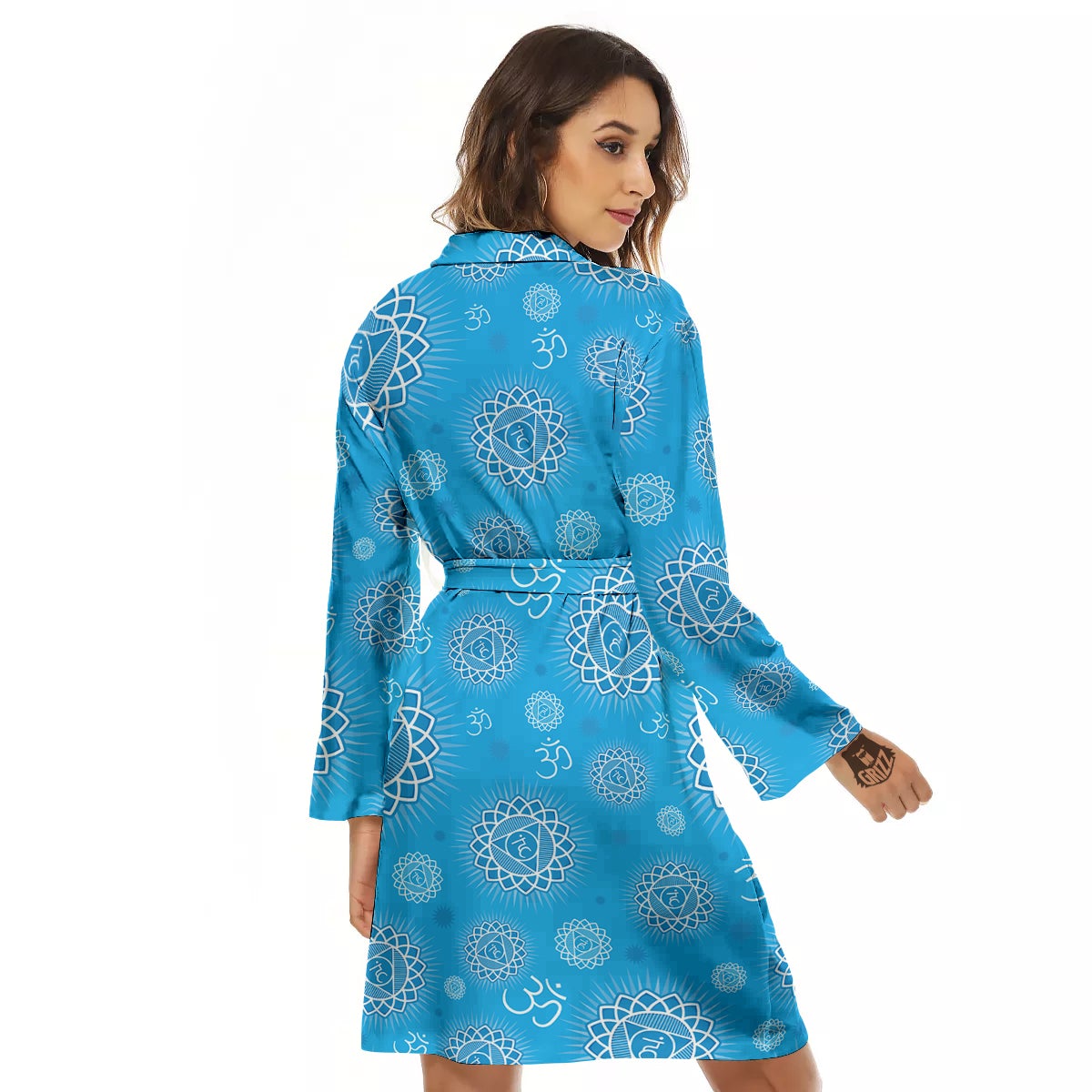 Chakra Vishuddha Print Pattern Women's Robe-grizzshop