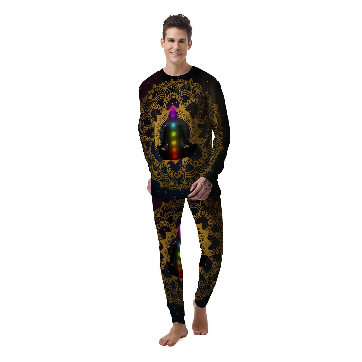 Chakras The Seven Print Men's Pajamas-grizzshop