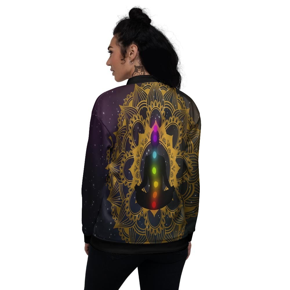 Chakras The Seven Print Women's Bomber Jacket-grizzshop