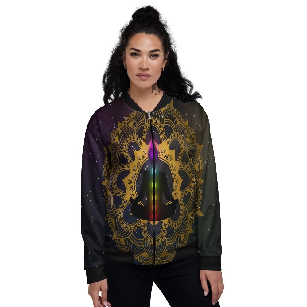 Chakras The Seven Print Women's Bomber Jacket-grizzshop