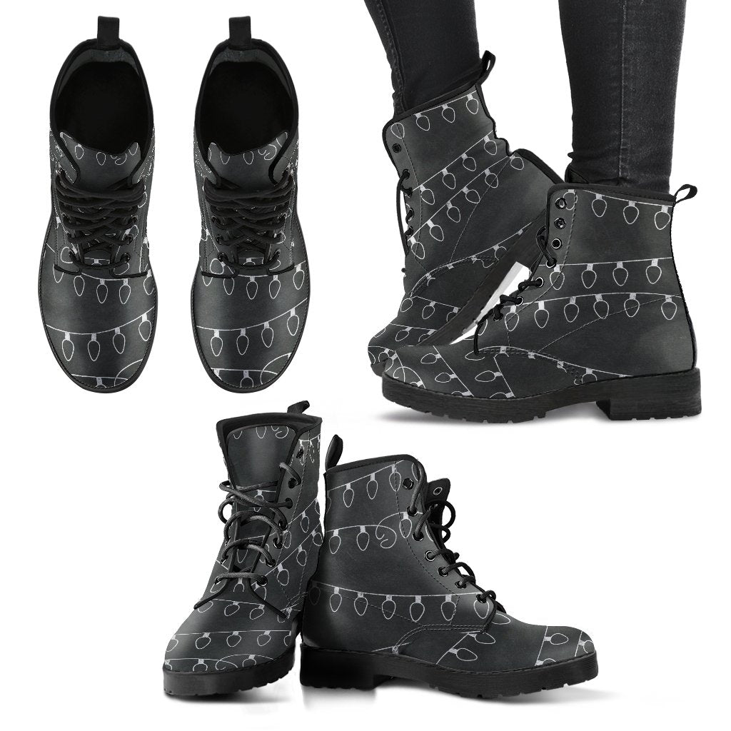 Chalkboard Christmas P3 - Leather Boots for Women-grizzshop