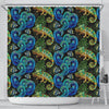 Chameleon Pattern Print Bathroom Shower Curtain-grizzshop