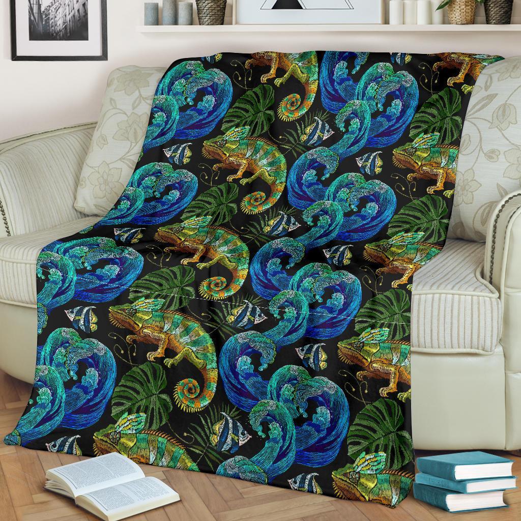 Chameleon Pattern Print Blanket-grizzshop