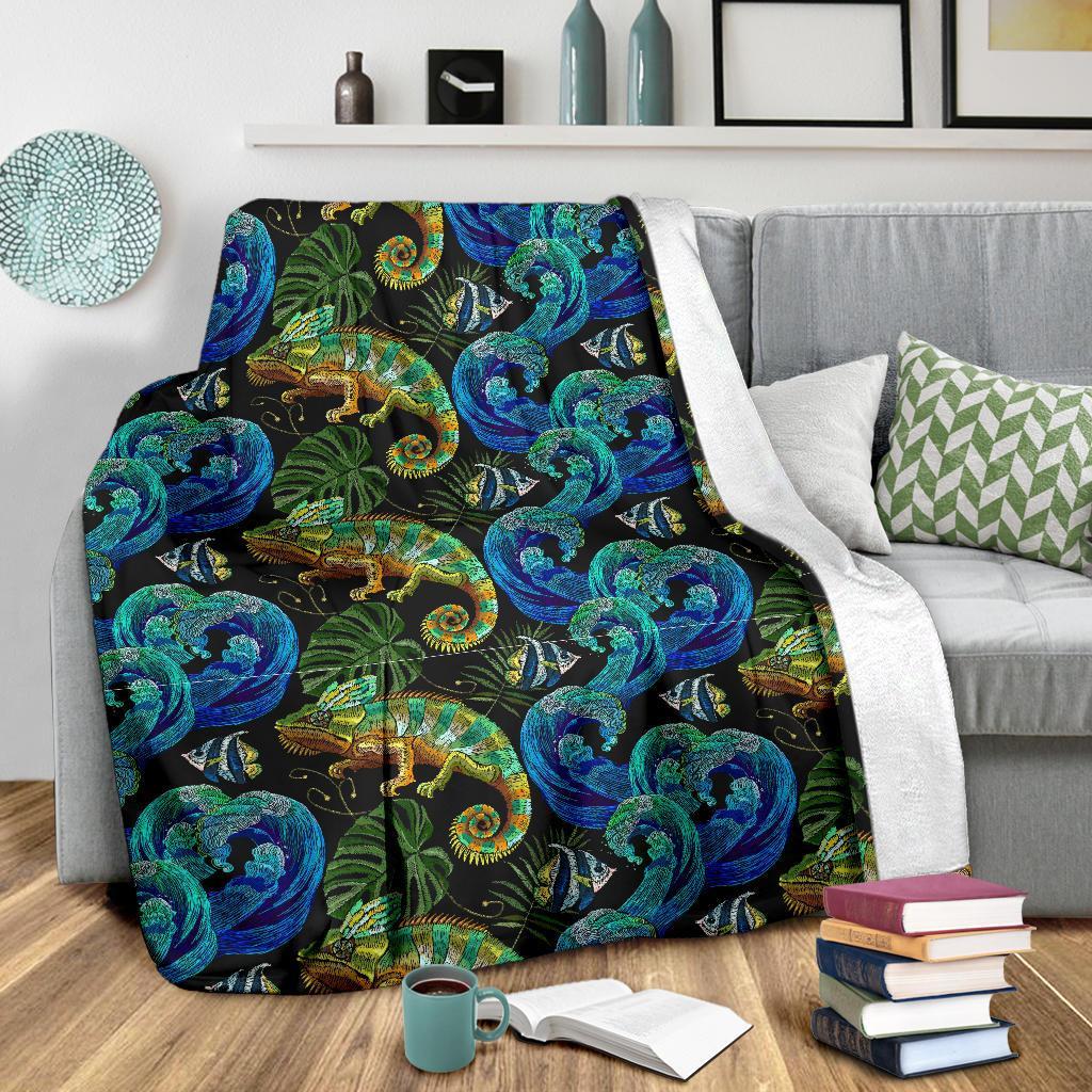 Chameleon Pattern Print Blanket-grizzshop