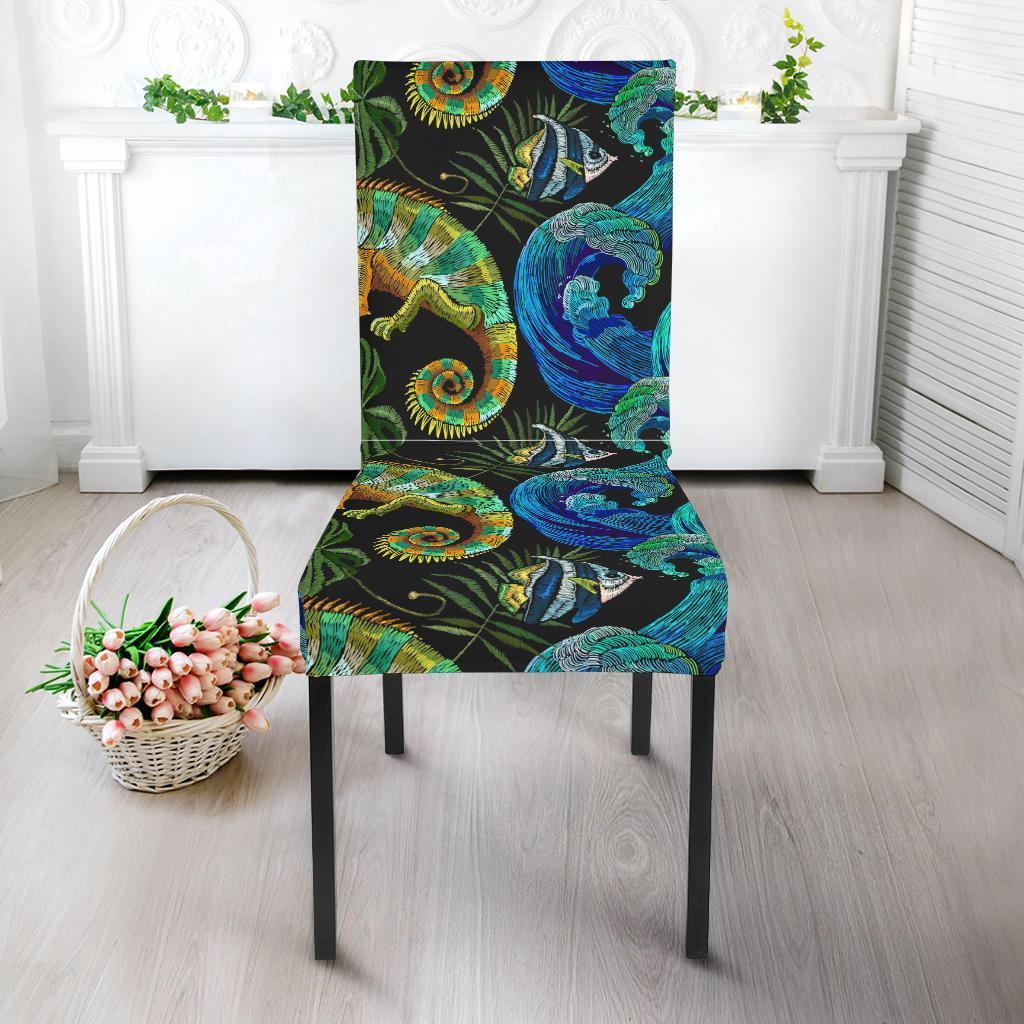 Chameleon Pattern Print Chair Cover-grizzshop