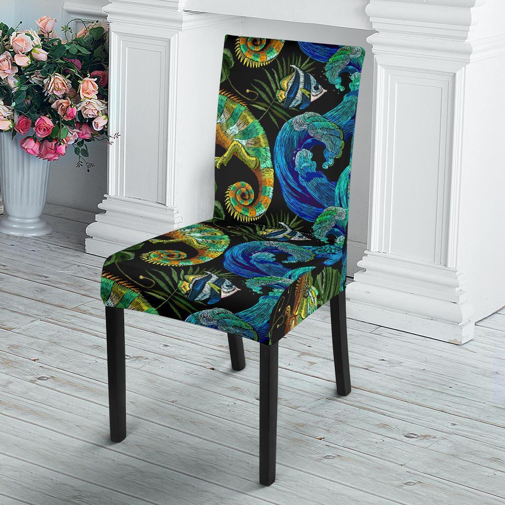 Chameleon Pattern Print Chair Cover-grizzshop