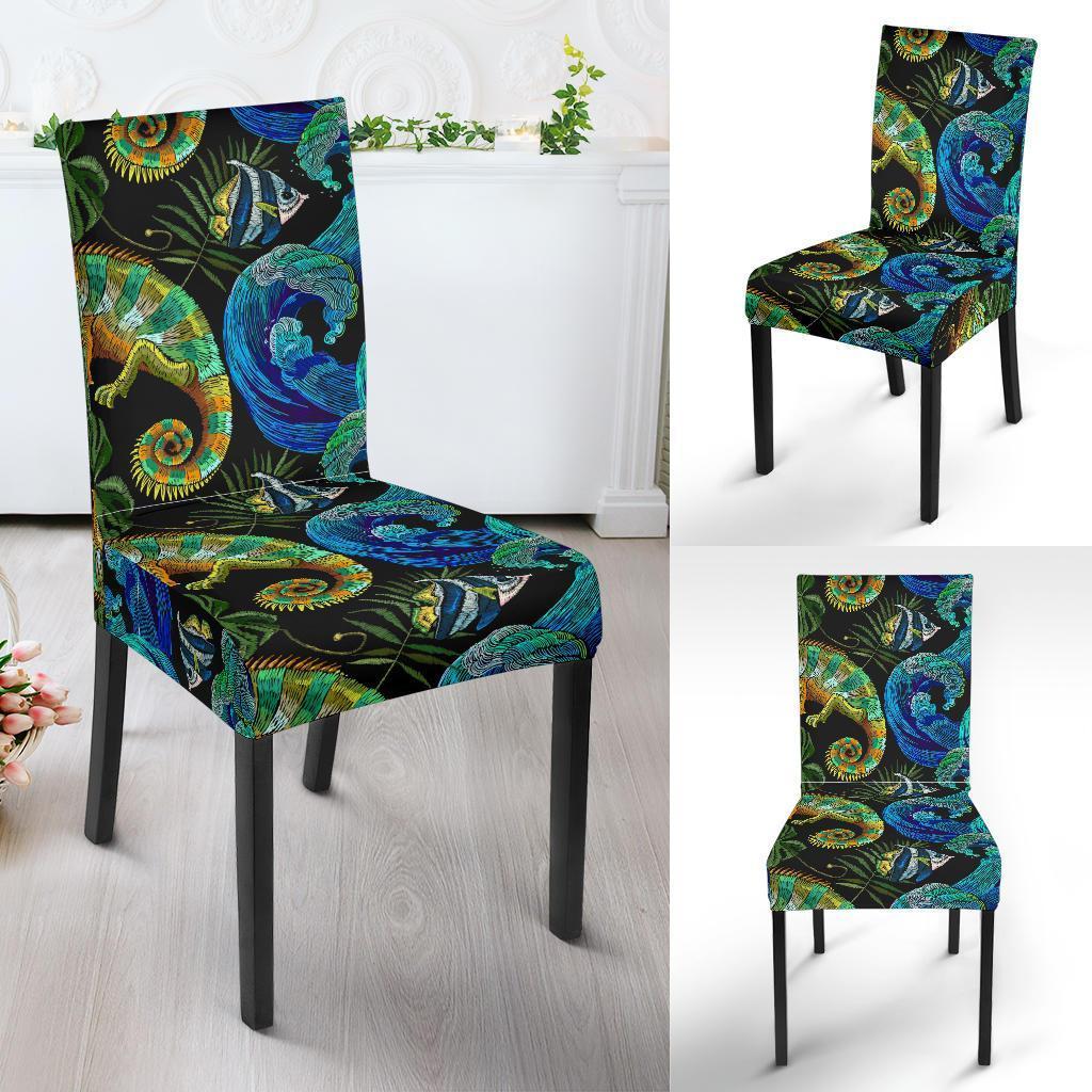 Chameleon Pattern Print Chair Cover-grizzshop