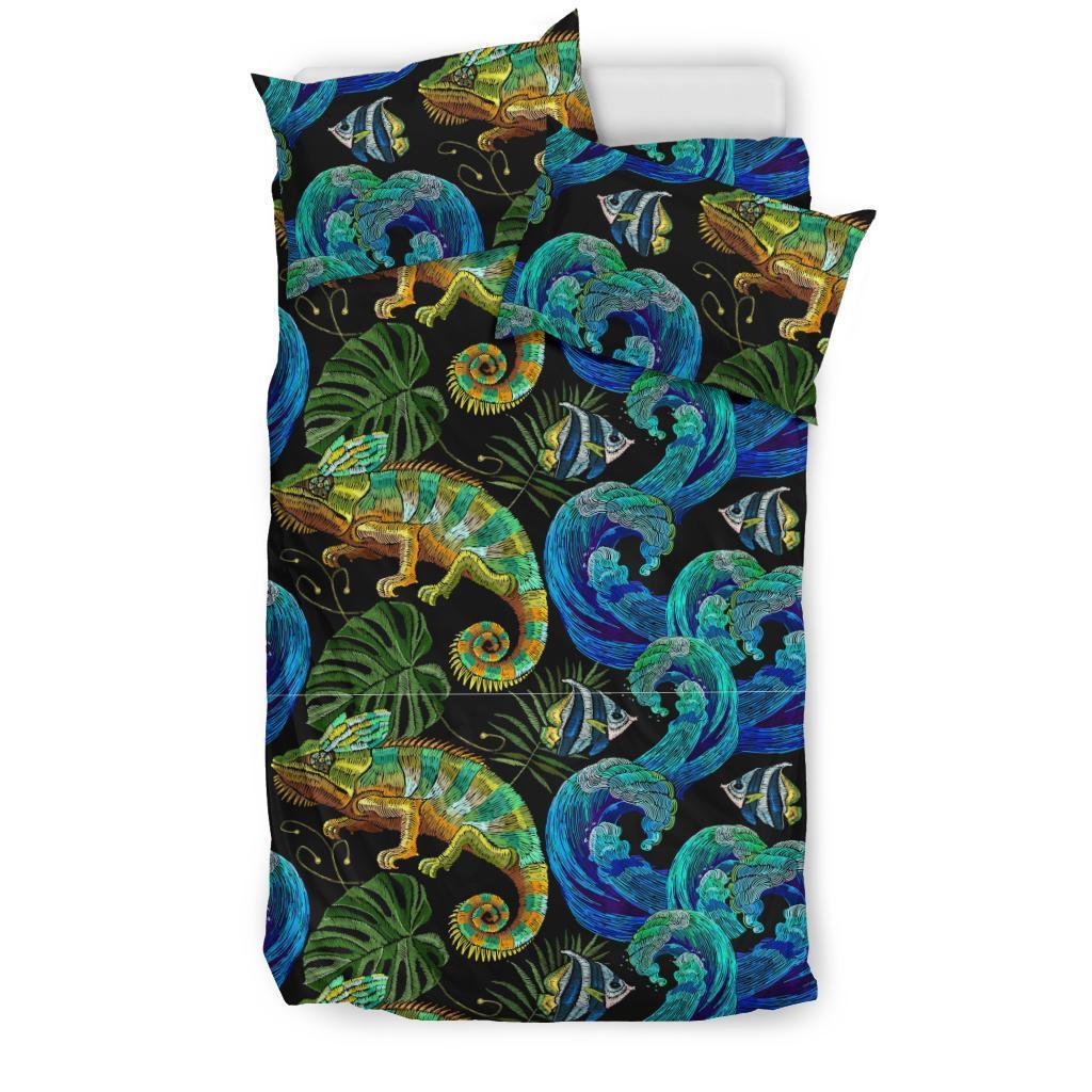 Chameleon Pattern Print Duvet Cover Bedding Set-grizzshop