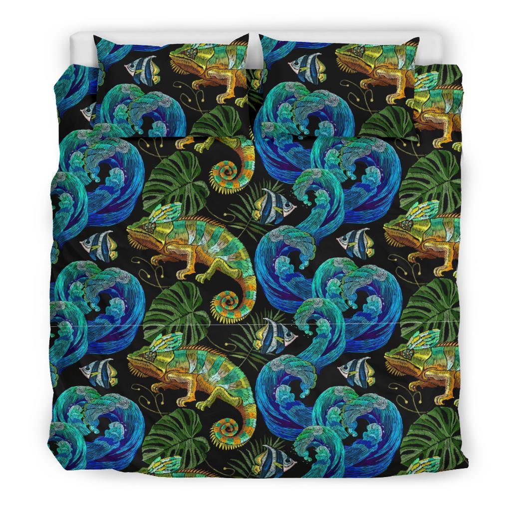 Chameleon Pattern Print Duvet Cover Bedding Set-grizzshop