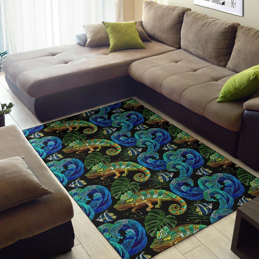 Chameleon Pattern Print Floor Mat-grizzshop