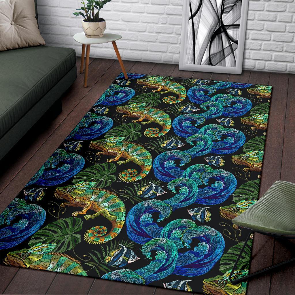 Chameleon Pattern Print Floor Mat-grizzshop