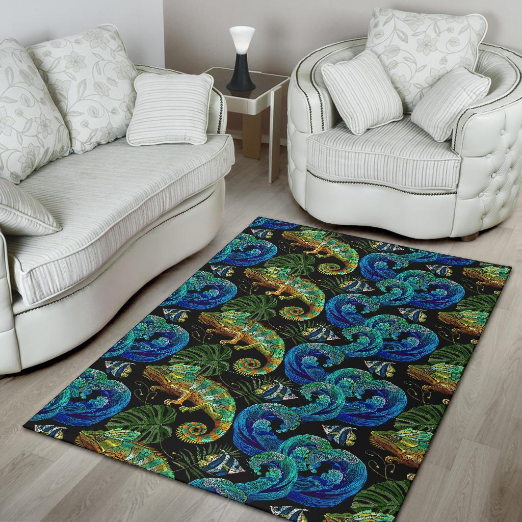 Chameleon Pattern Print Floor Mat-grizzshop