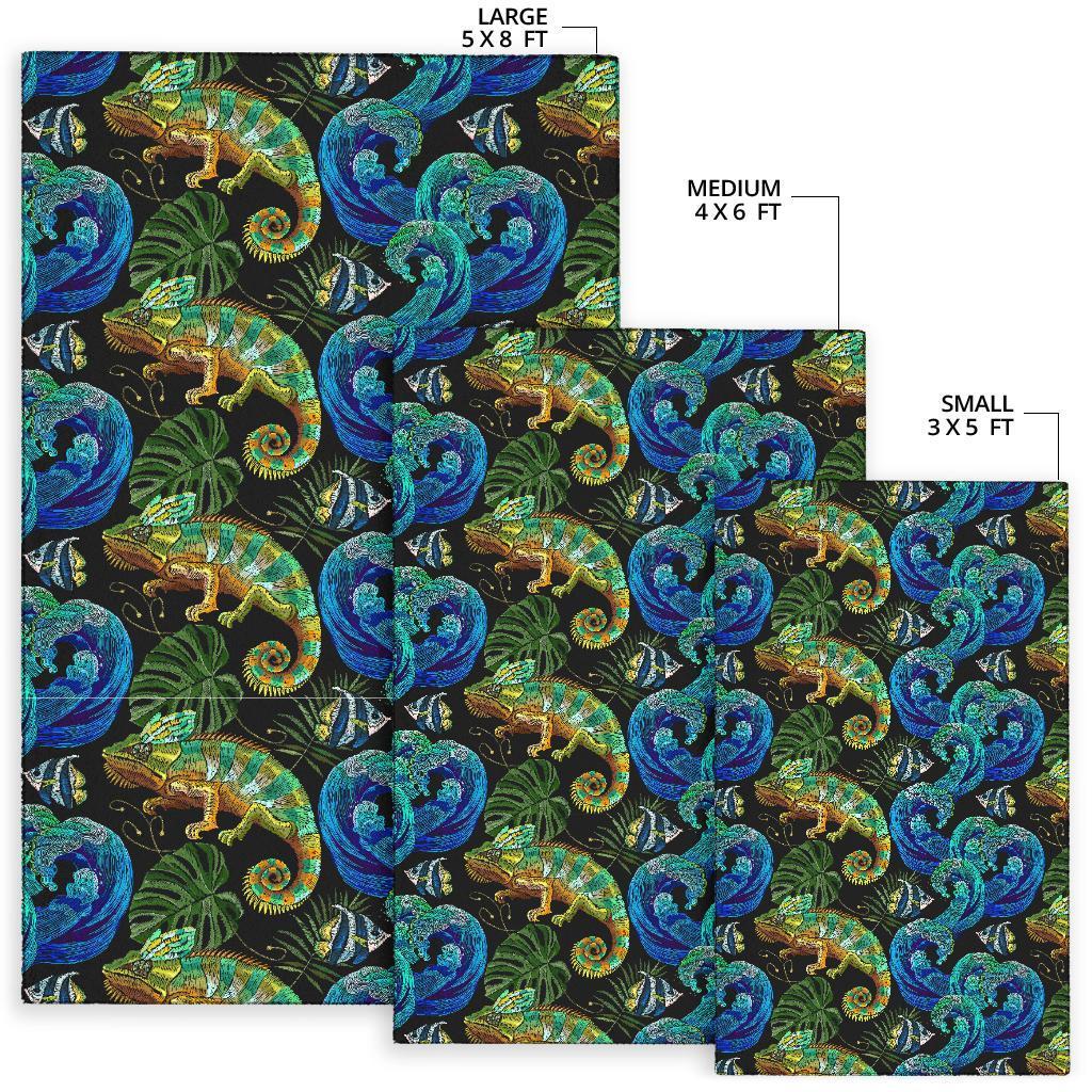 Chameleon Pattern Print Floor Mat-grizzshop