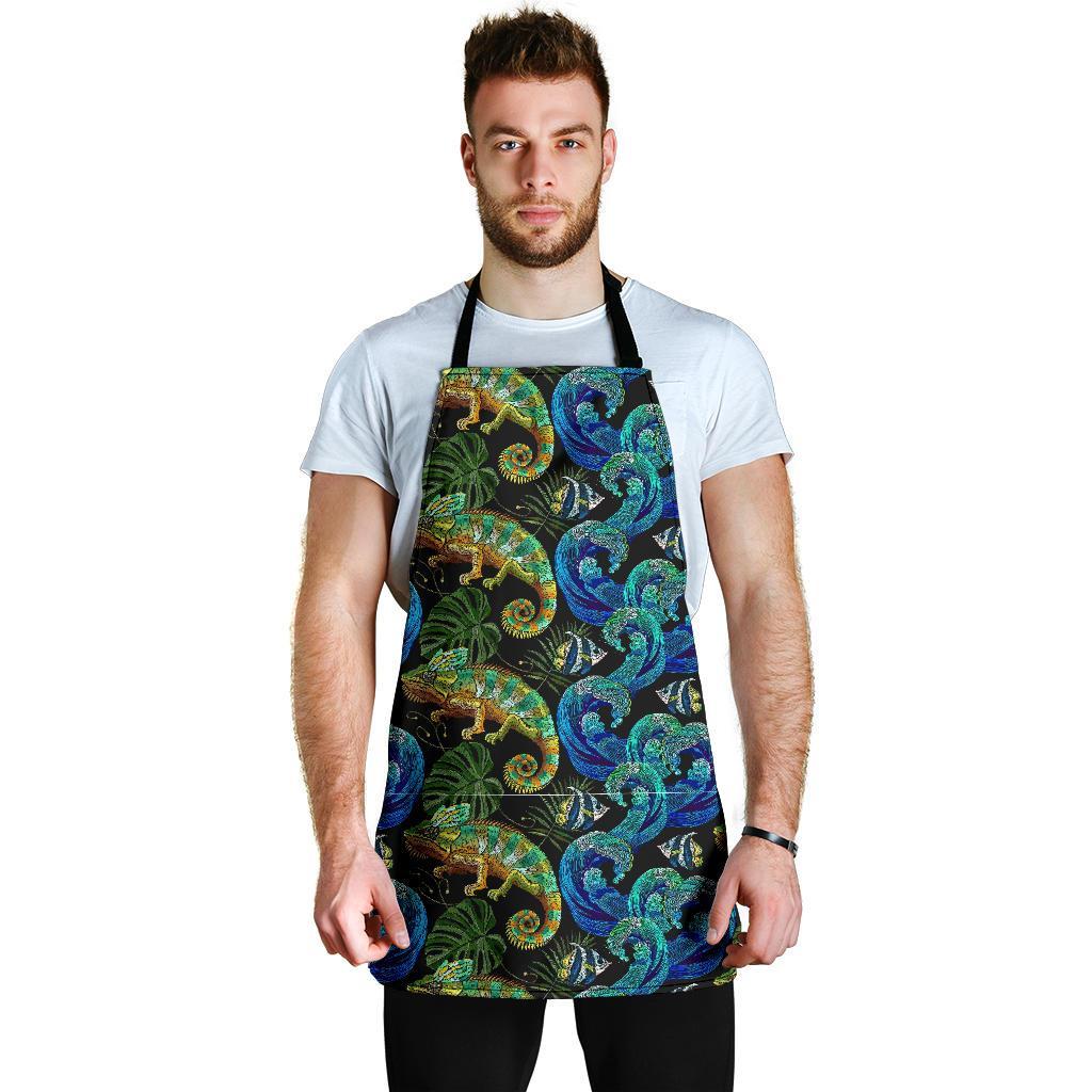 Chameleon Pattern Print Men's Apron-grizzshop