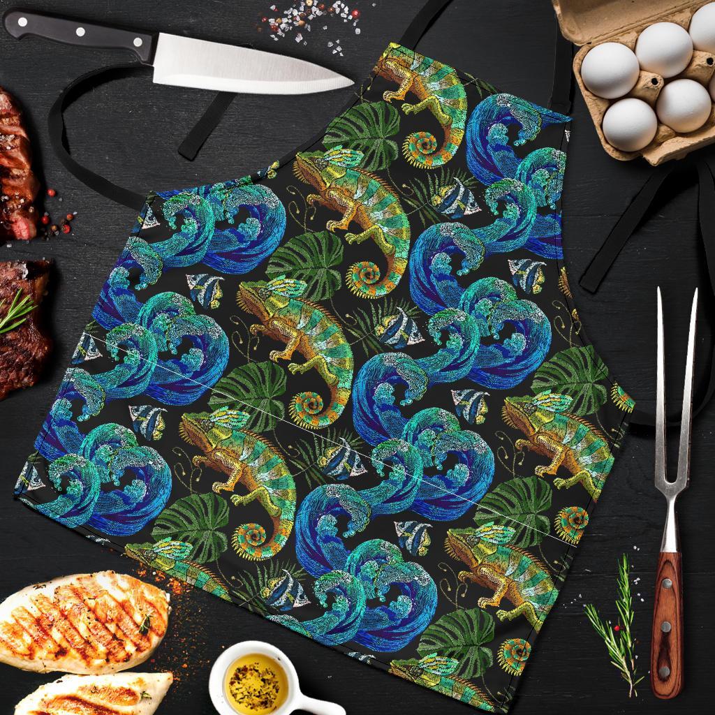 Chameleon Pattern Print Men's Apron-grizzshop