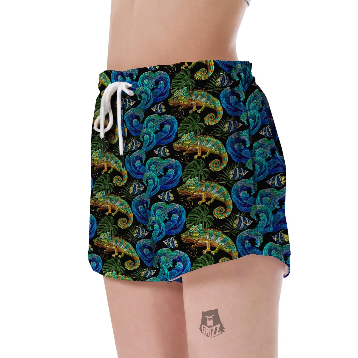 Chameleon Pattern Print Women's Shorts-grizzshop