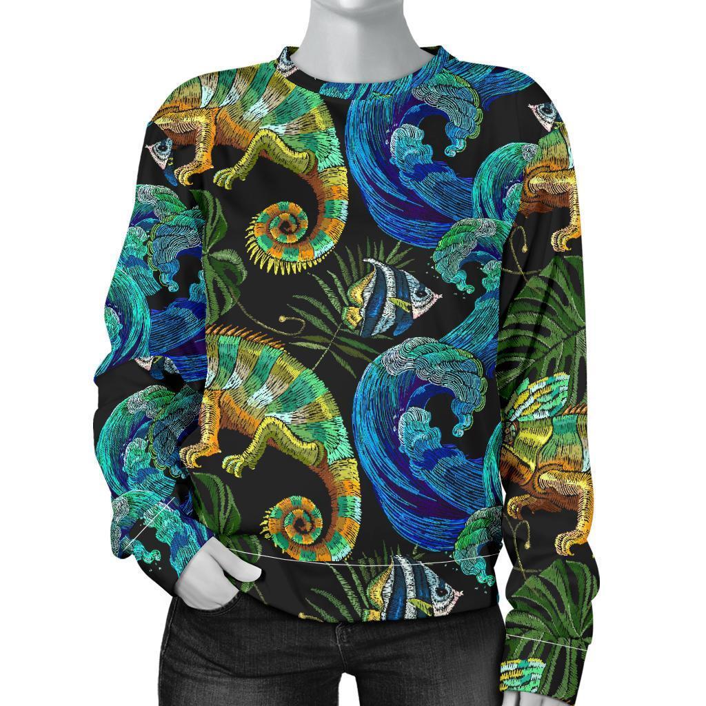 Chameleon Pattern Print Women's Sweatshirt-grizzshop