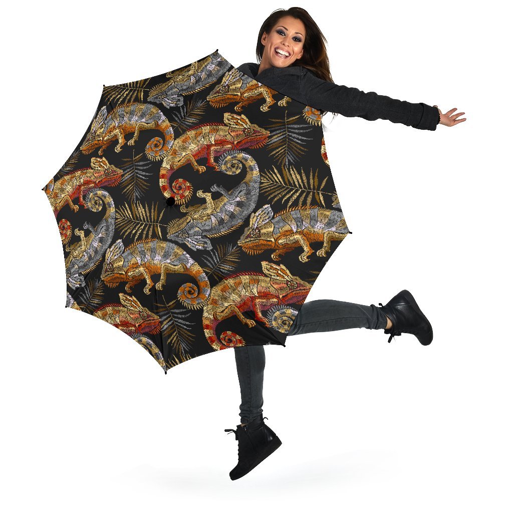Chameleon Print Pattern Automatic Foldable Umbrella-grizzshop