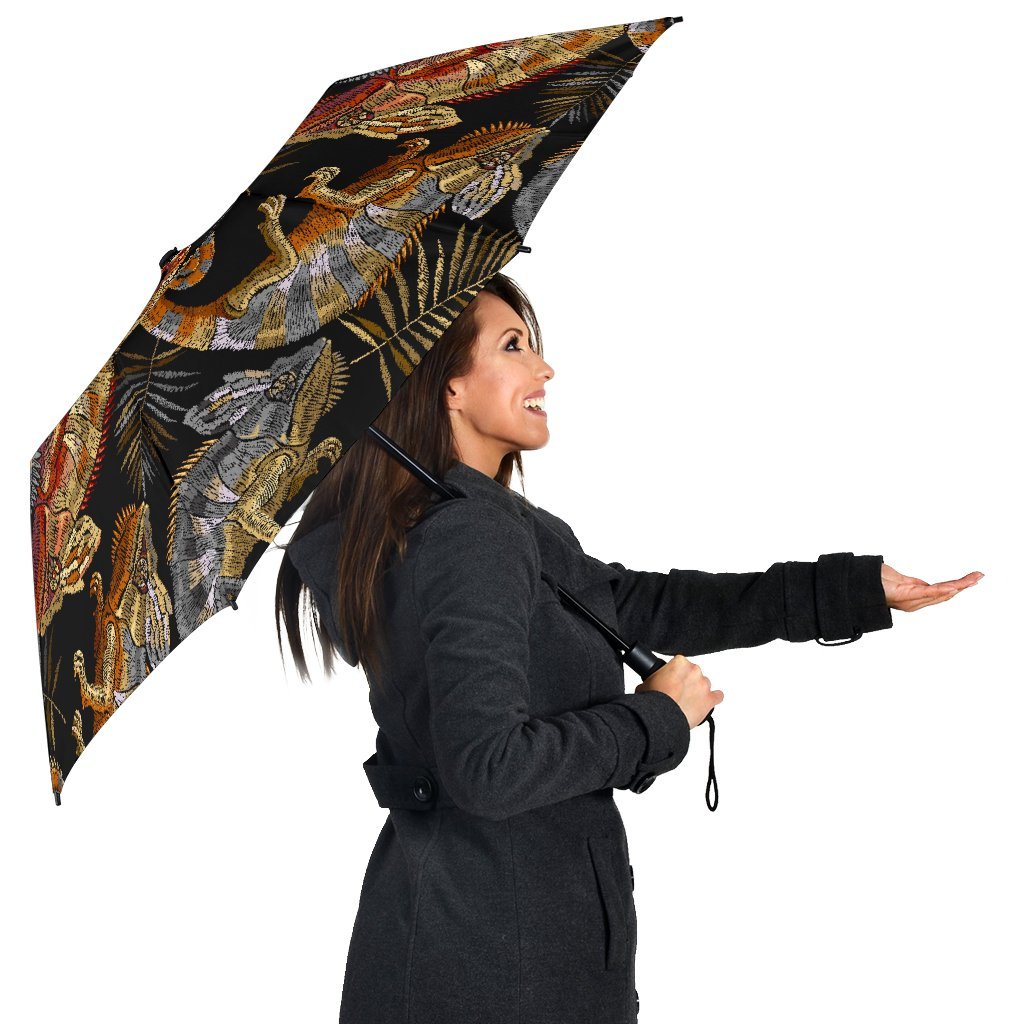 Chameleon Print Pattern Automatic Foldable Umbrella-grizzshop