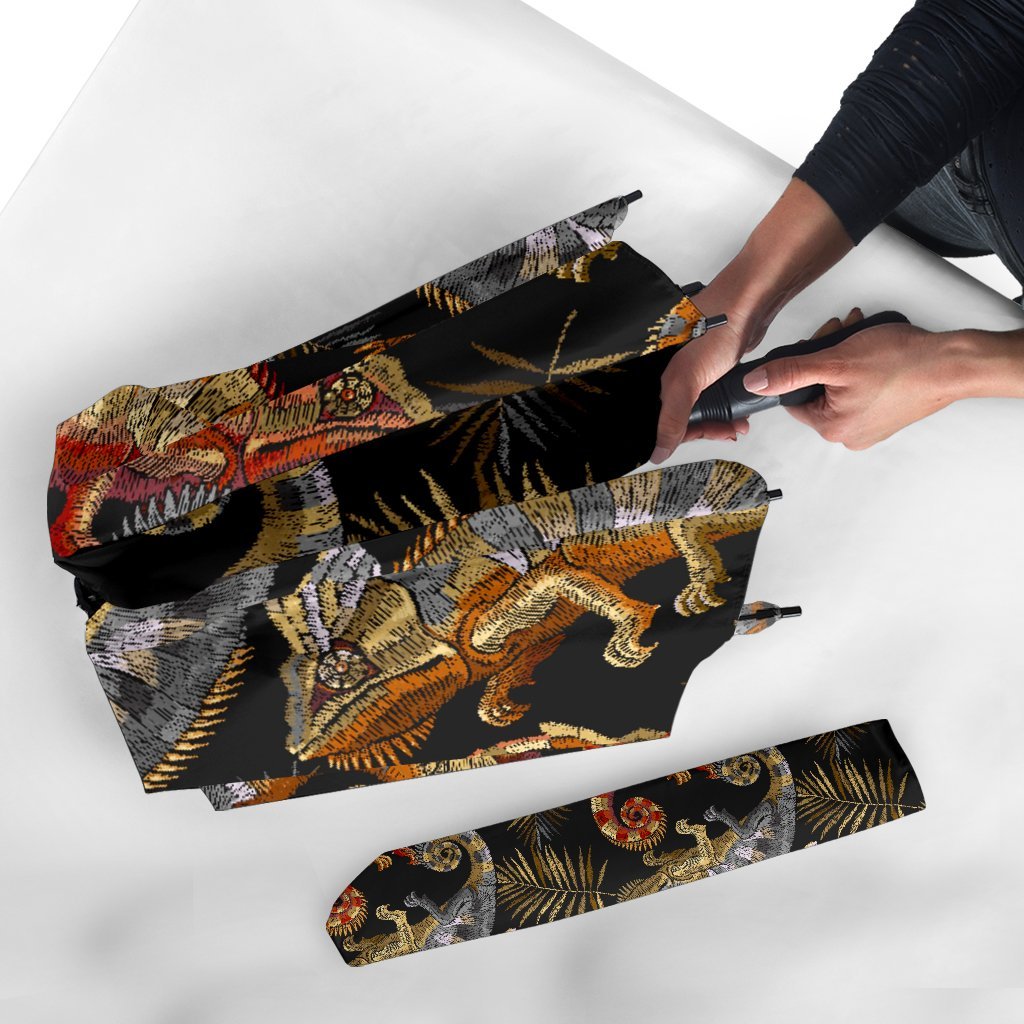 Chameleon Print Pattern Automatic Foldable Umbrella-grizzshop