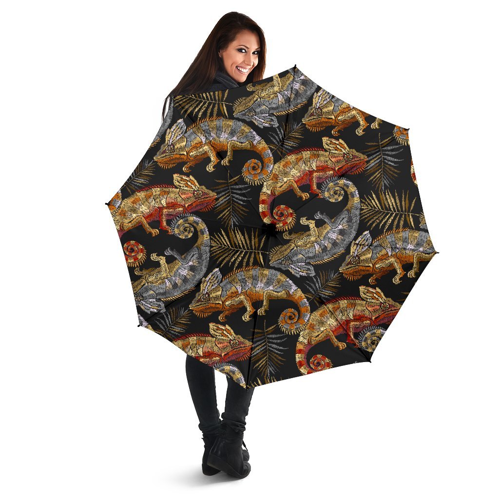 Chameleon Print Pattern Automatic Foldable Umbrella-grizzshop