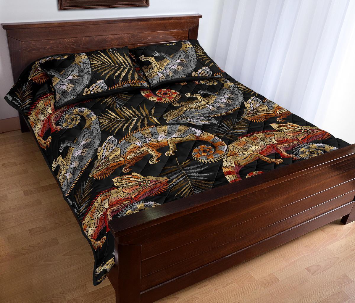 Chameleon Print Pattern Bed Set Quilt-grizzshop