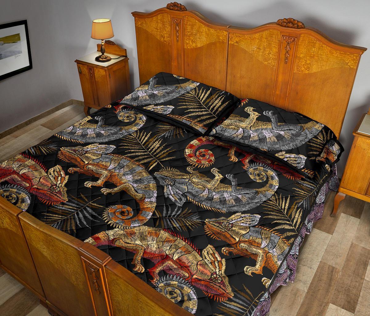 Chameleon Print Pattern Bed Set Quilt-grizzshop