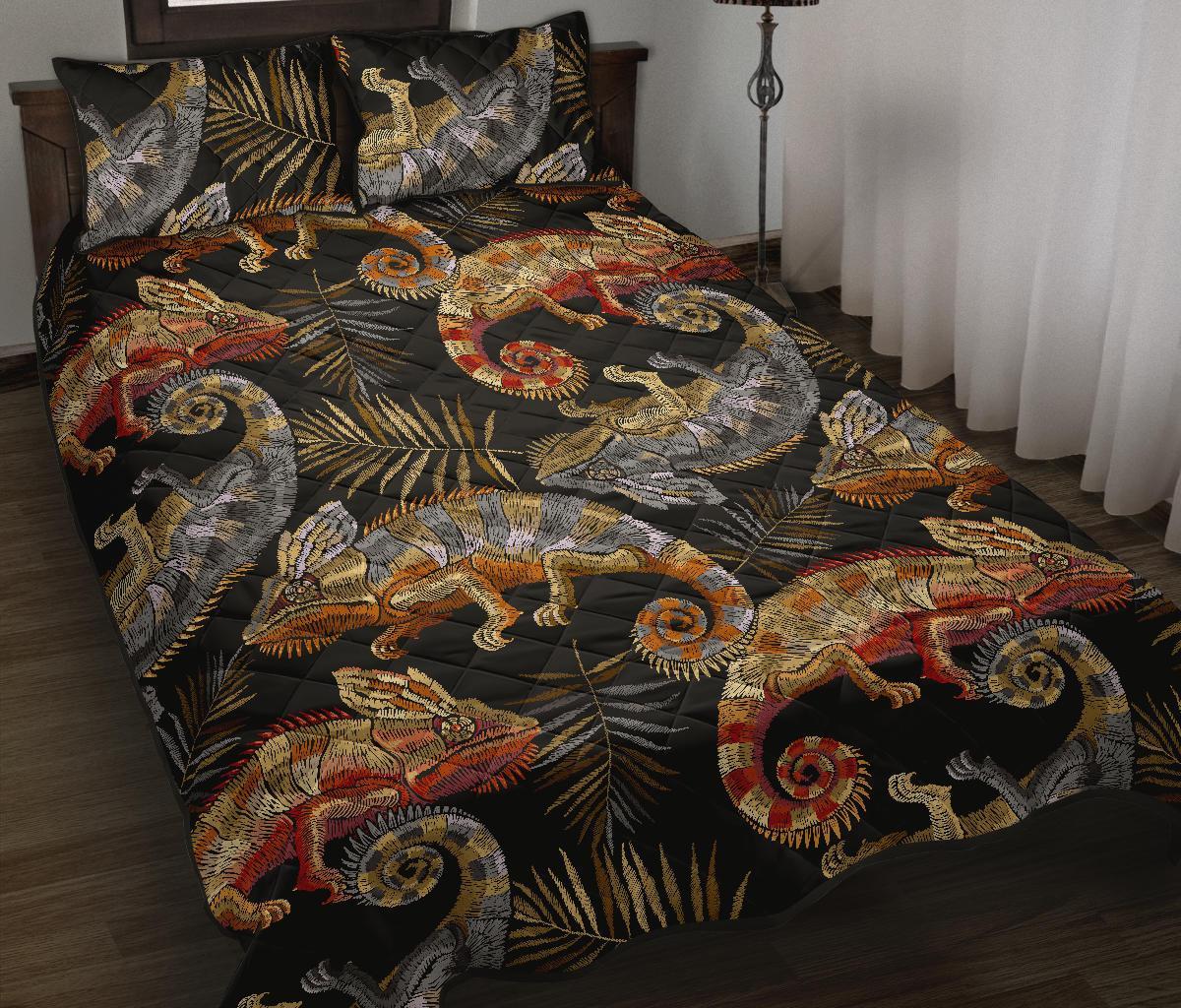 Chameleon Print Pattern Bed Set Quilt-grizzshop