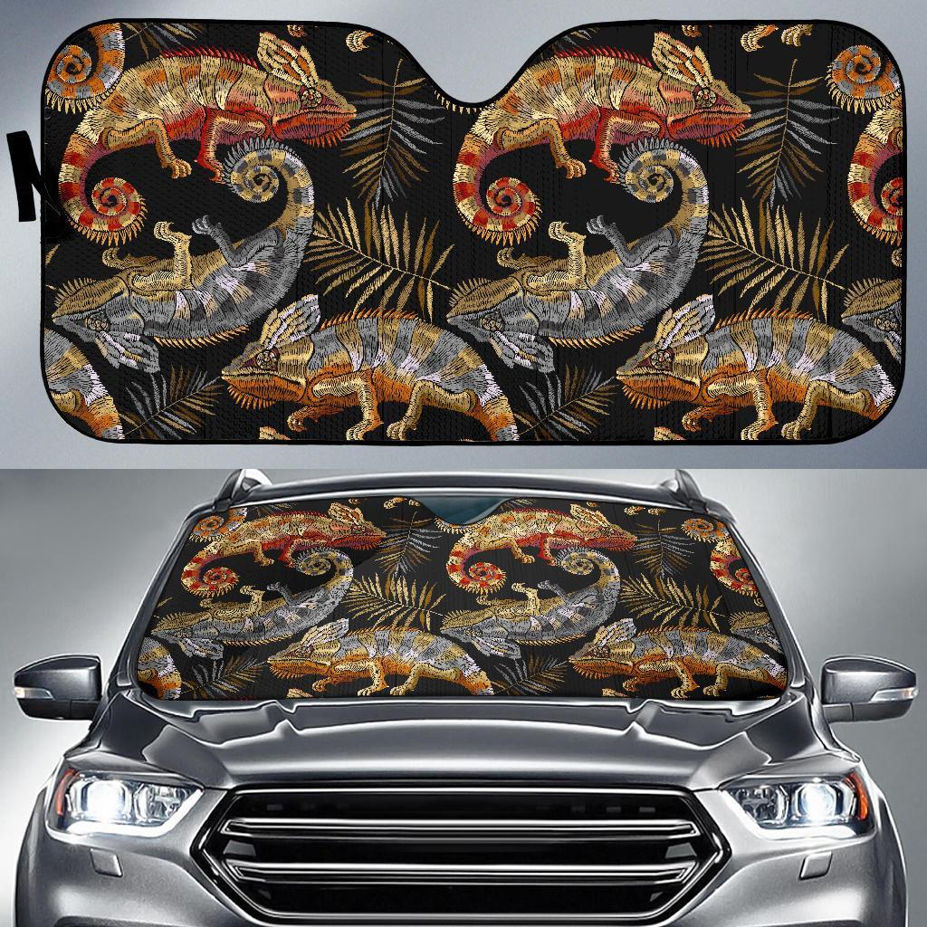 Chameleon Print Pattern Car Sun Shade-grizzshop