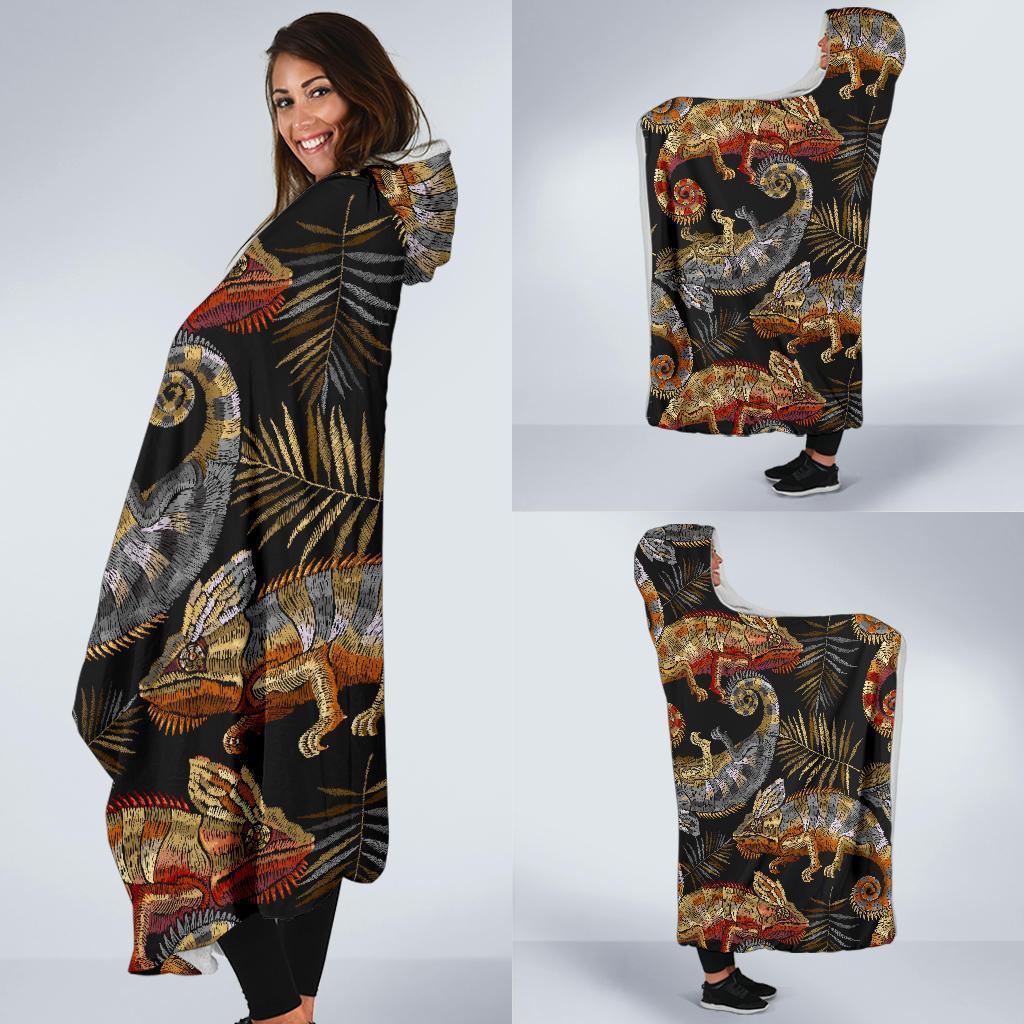 Chameleon Print Pattern Hooded Blanket-grizzshop