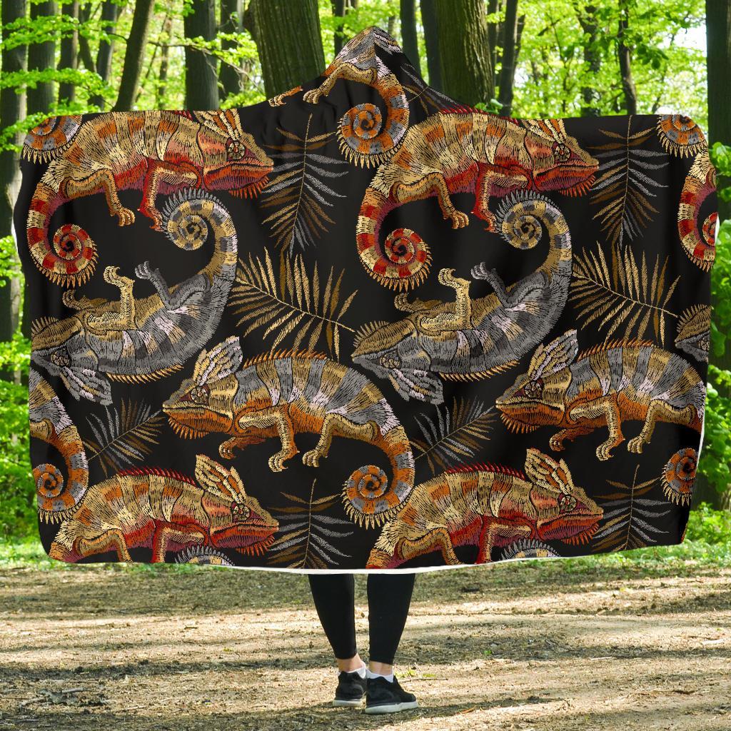 Chameleon Print Pattern Hooded Blanket-grizzshop