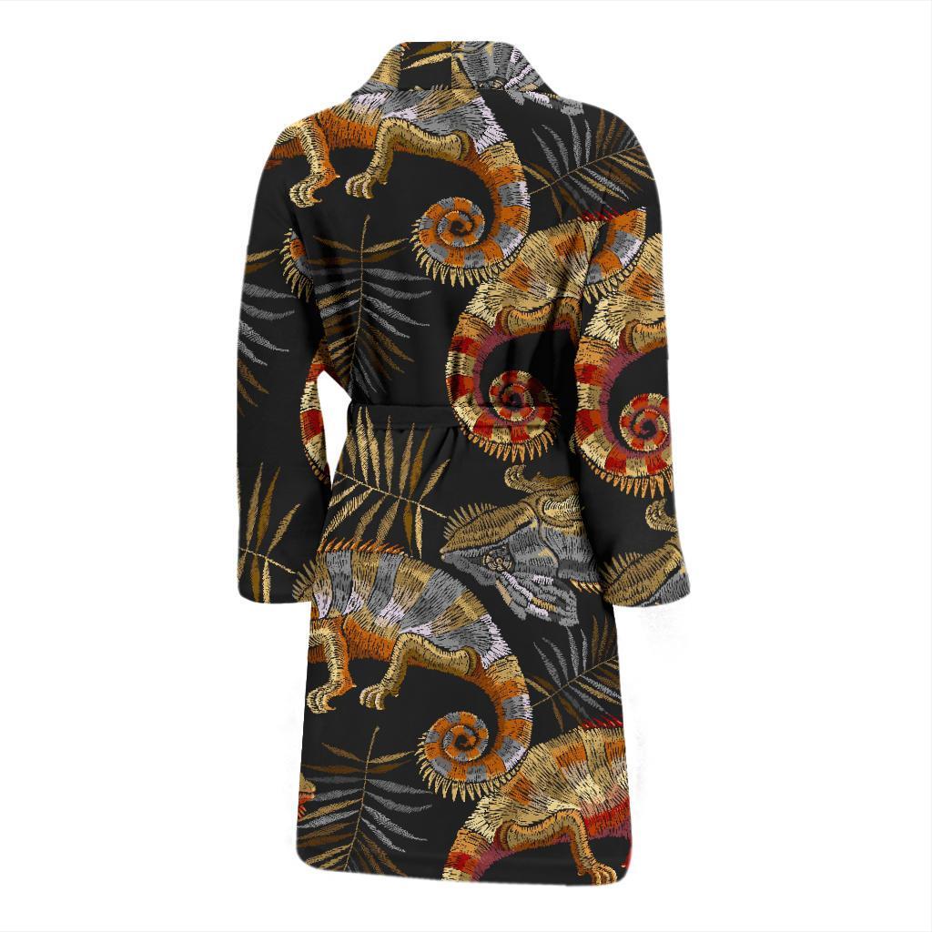 Chameleon Print Pattern Men Long Robe-grizzshop