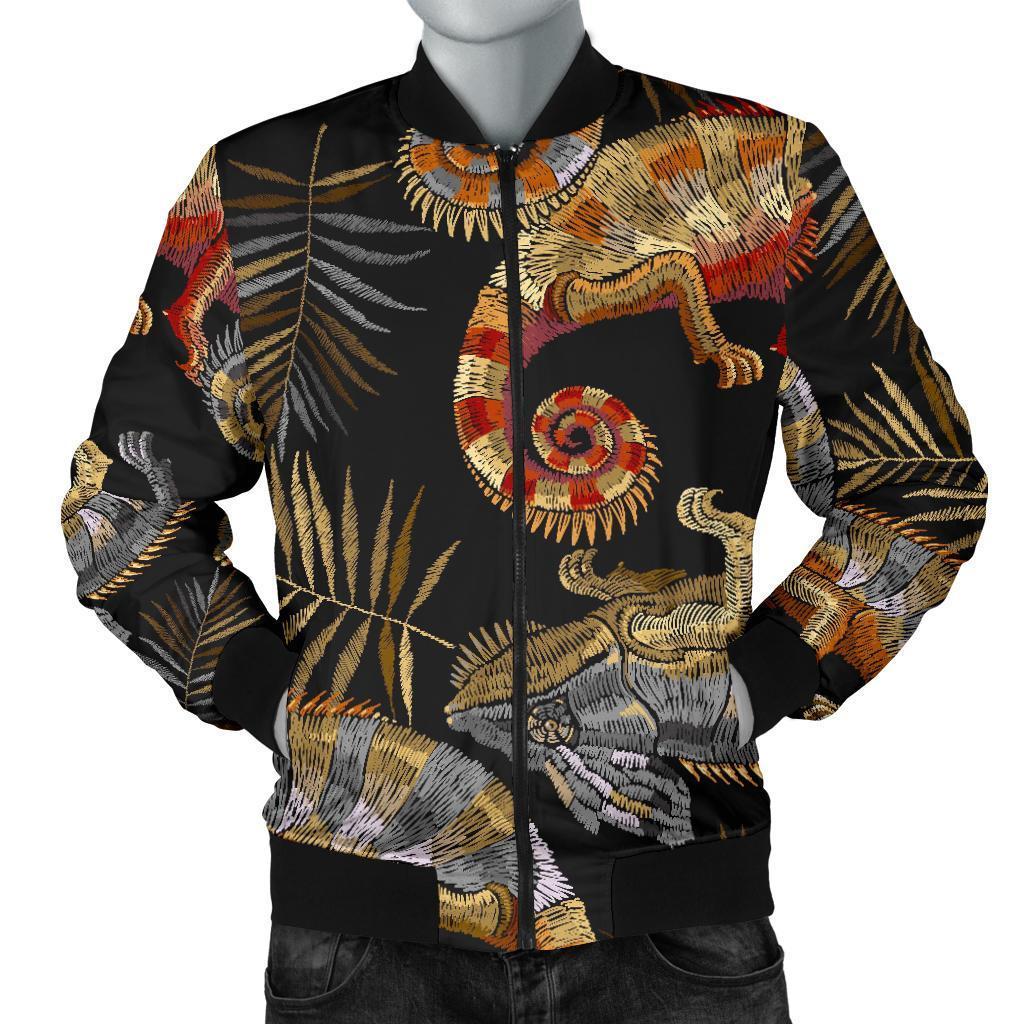 Chameleon Print Pattern Men's Bomber Jacket-grizzshop