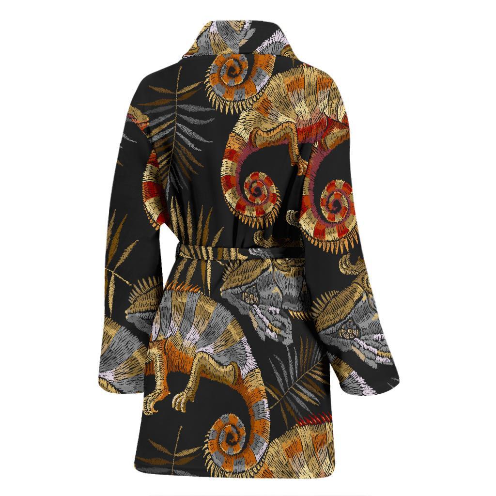 Chameleon Print Pattern Women Long Robe-grizzshop