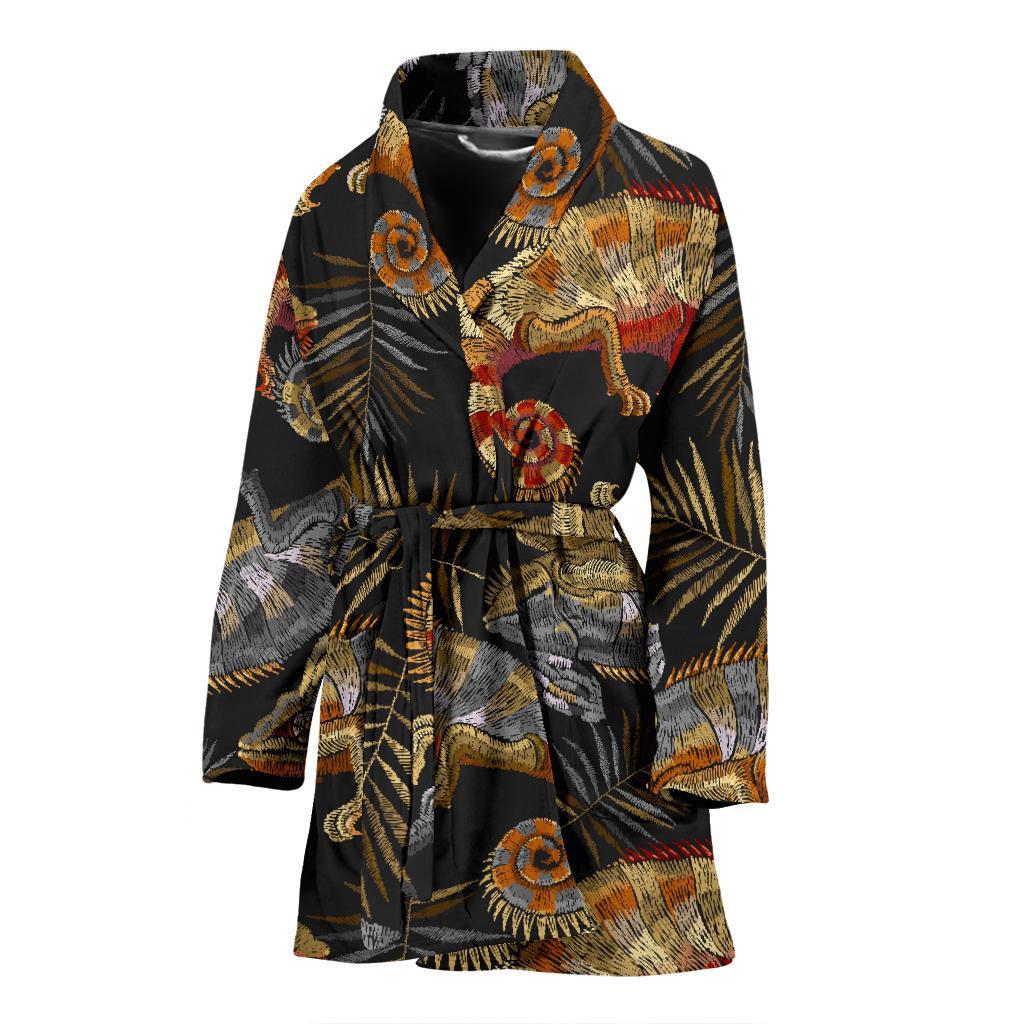 Chameleon Print Pattern Women Long Robe-grizzshop