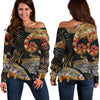 Chameleon Print Pattern Women Off Shoulder Sweatshirt-grizzshop