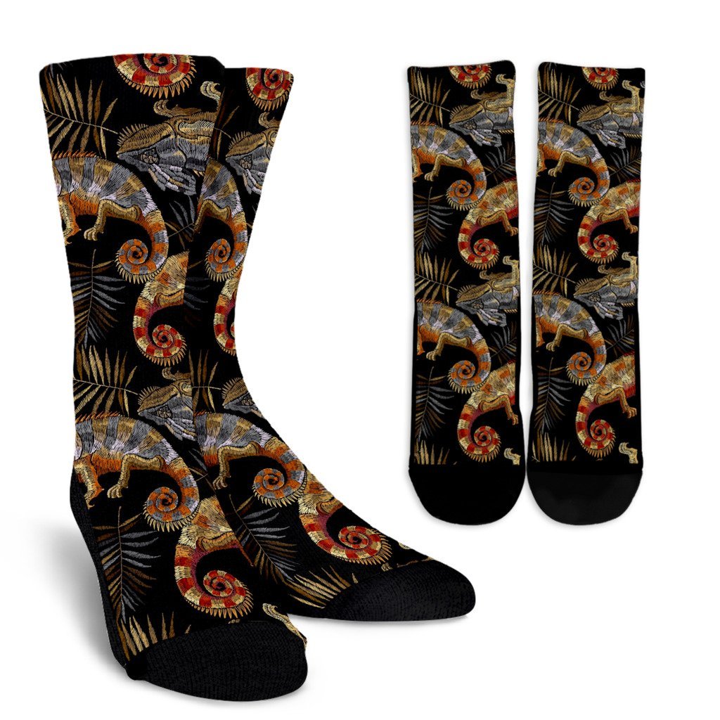 Chameleon Print Pattern Unisex Crew Socks-grizzshop