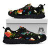 Chamomile And Poppy Print Pattern Black Sneaker-grizzshop