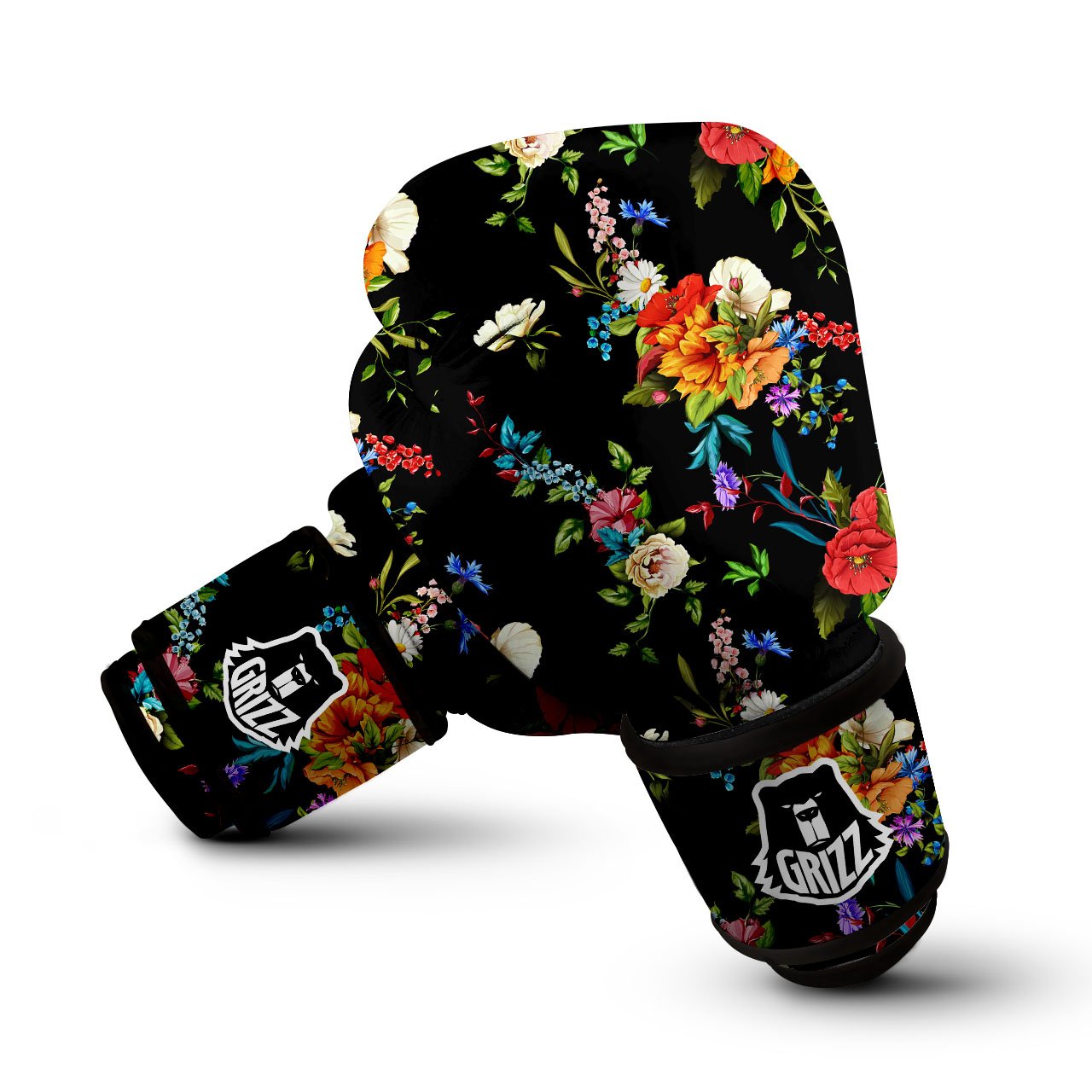 Chamomile And Poppy Print Pattern Boxing Gloves-grizzshop