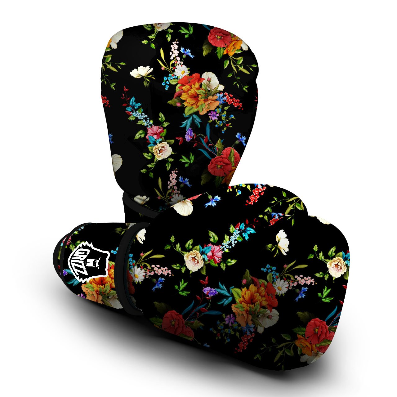 Chamomile And Poppy Print Pattern Boxing Gloves-grizzshop