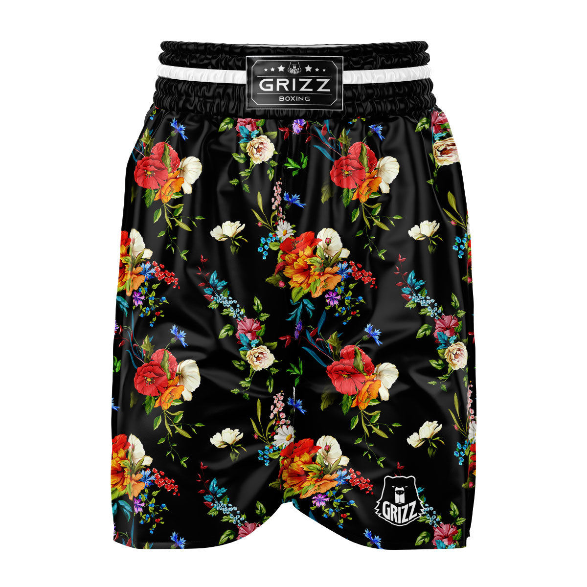 Chamomile And Poppy Print Pattern Boxing Shorts-grizzshop