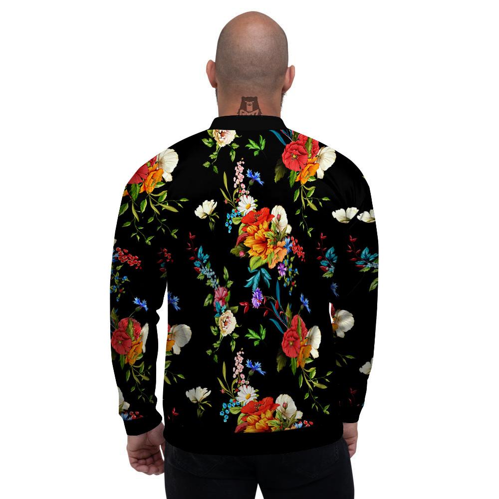 Chamomile And Poppy Print Pattern Men's Bomber Jacket-grizzshop