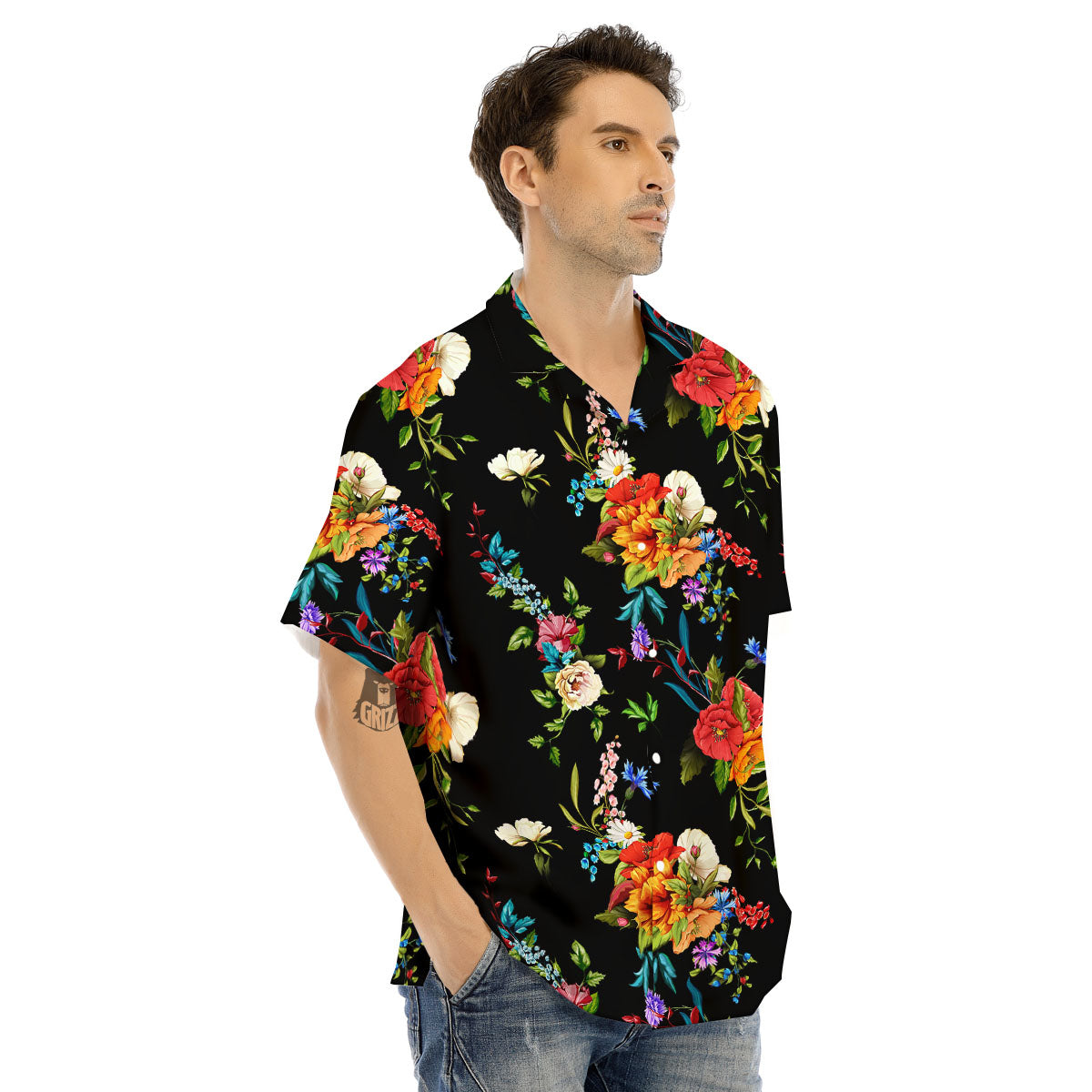 Chamomile And Poppy Print Pattern Men's Hawaiian Shirt-grizzshop