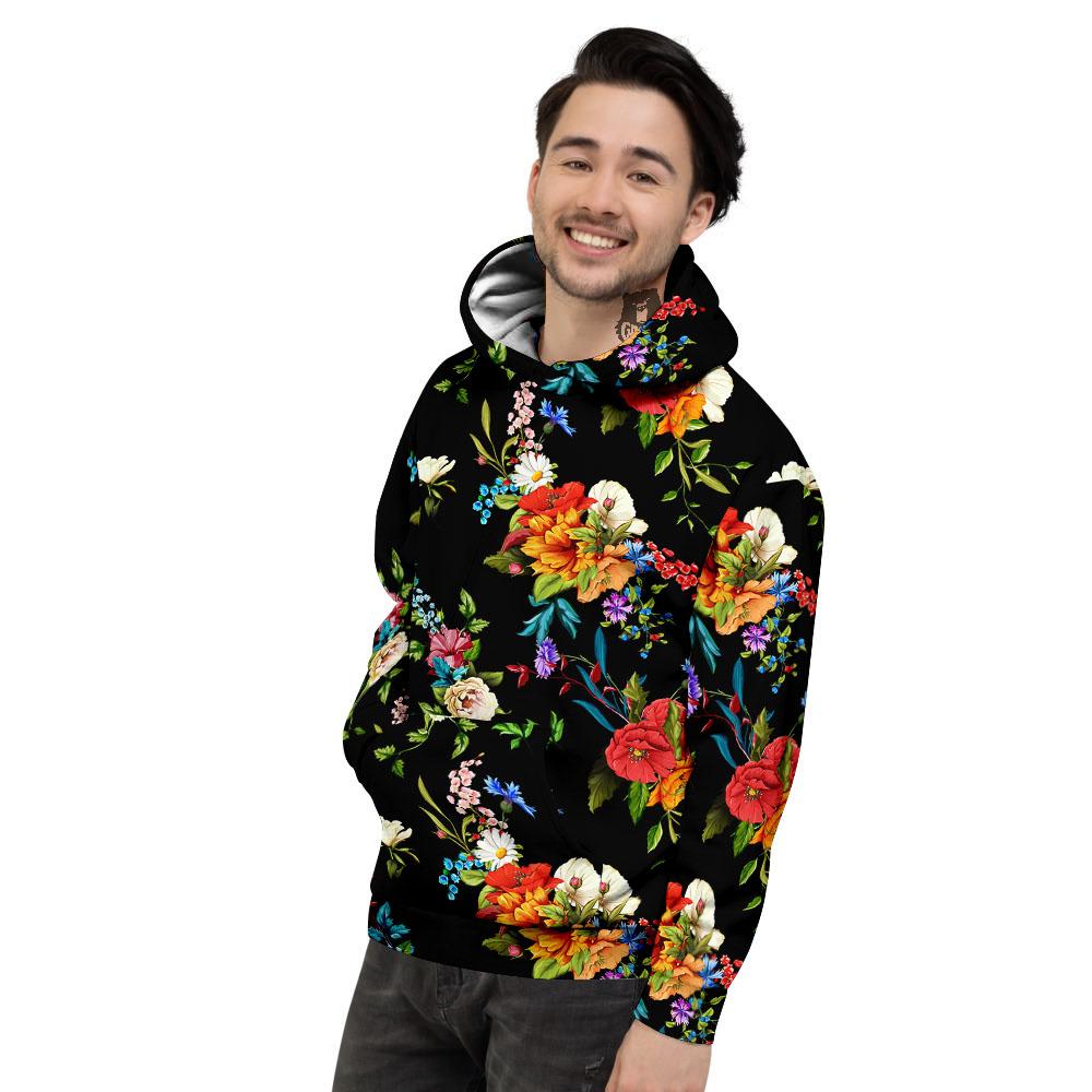 Chamomile And Poppy Print Pattern Men's Hoodie-grizzshop