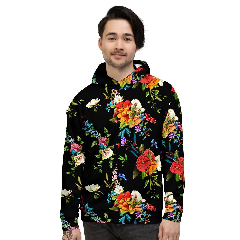 Chamomile And Poppy Print Pattern Men's Hoodie-grizzshop