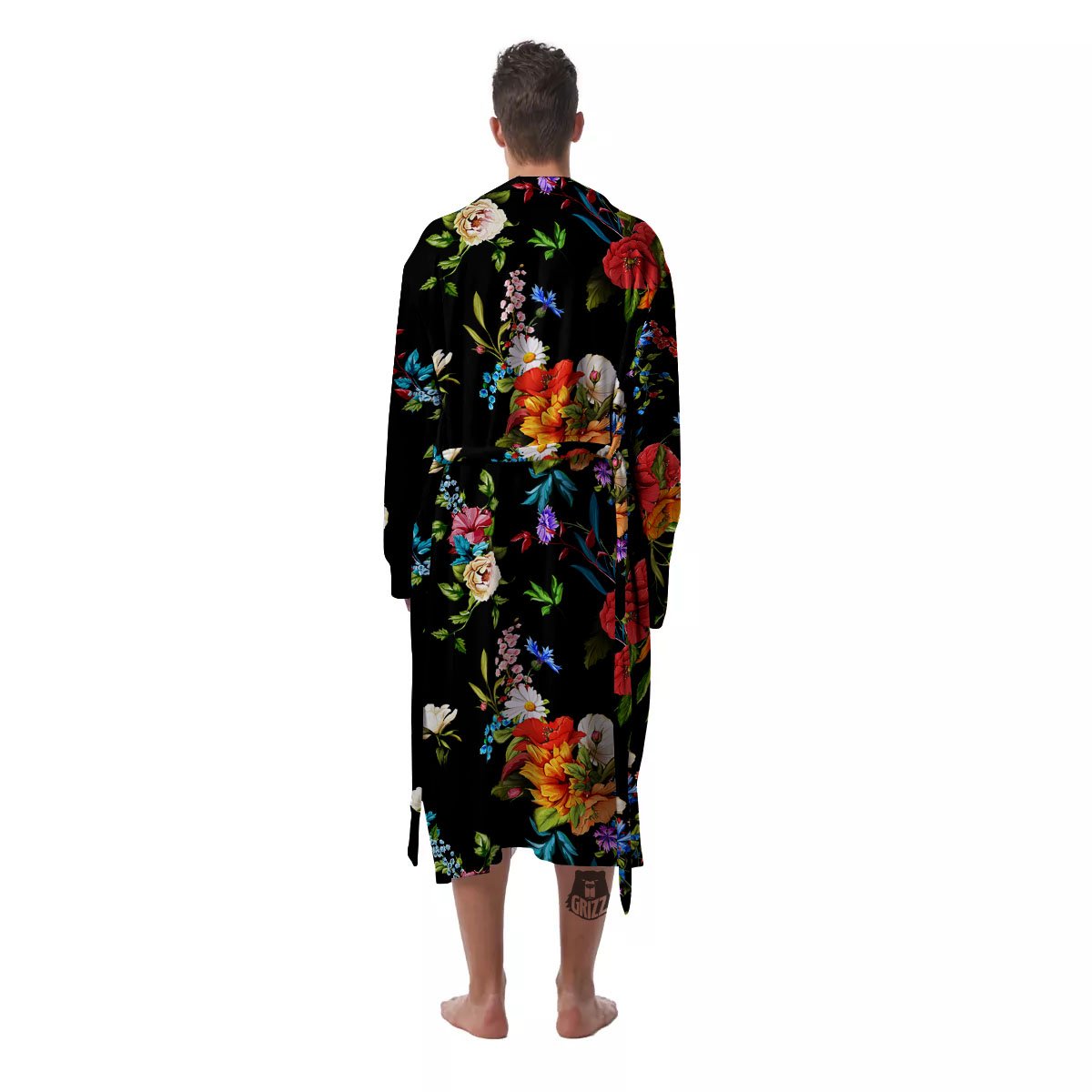 Chamomile And Poppy Print Pattern Men's Robe-grizzshop