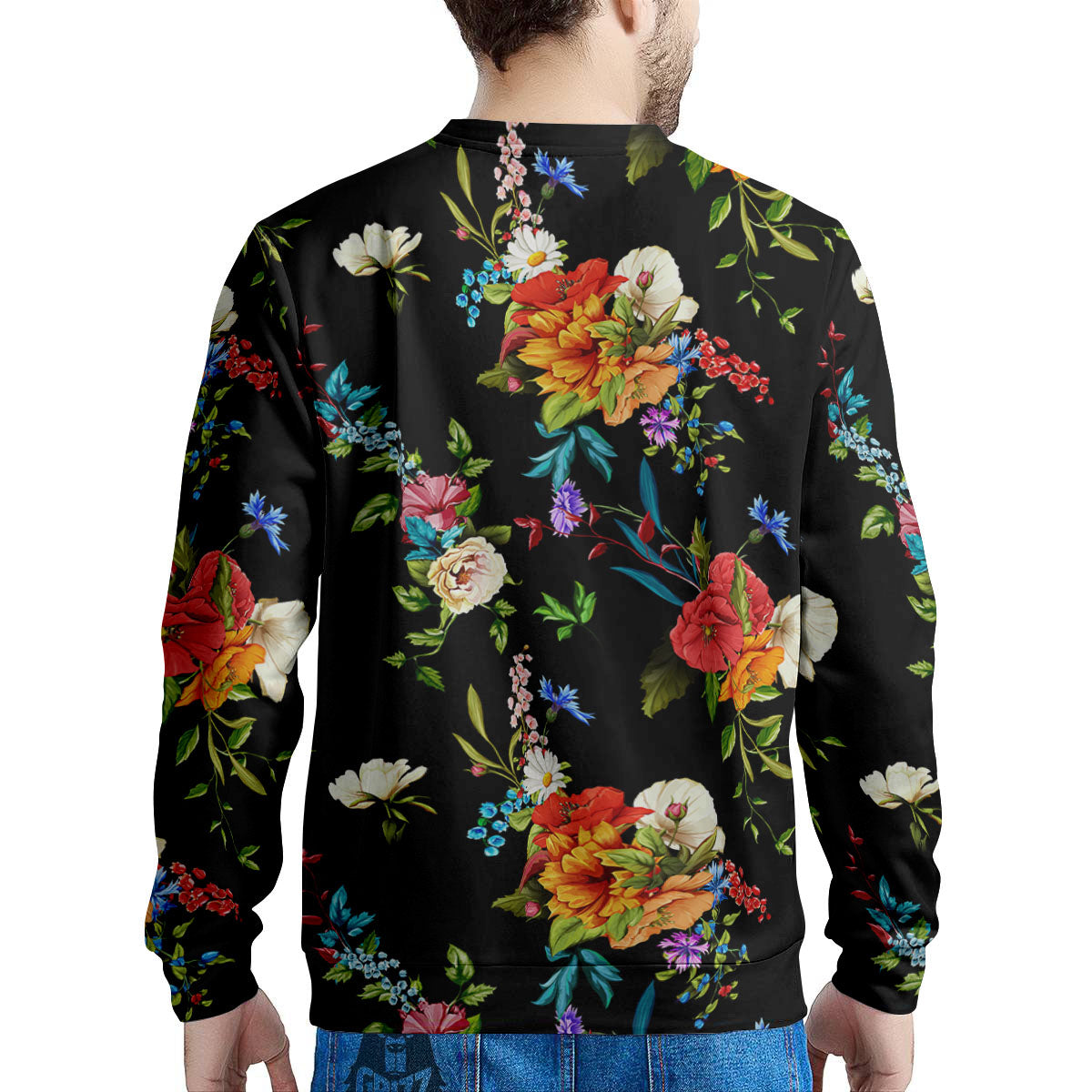 Chamomile And Poppy Print Pattern Men's Sweatshirt-grizzshop