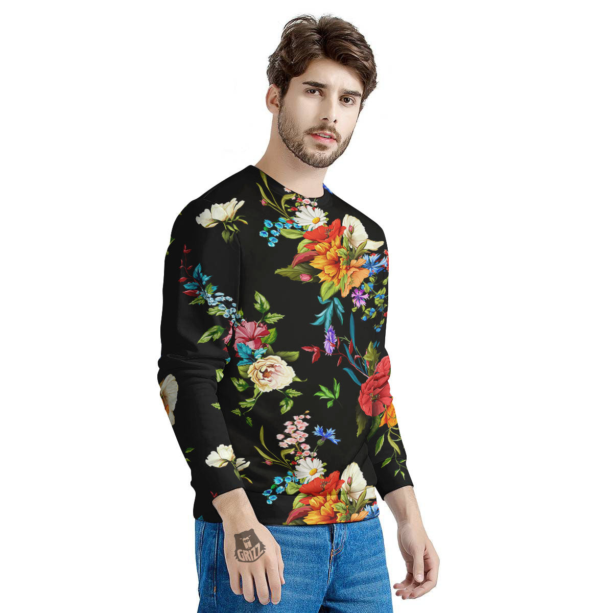 Chamomile And Poppy Print Pattern Men's Sweatshirt-grizzshop