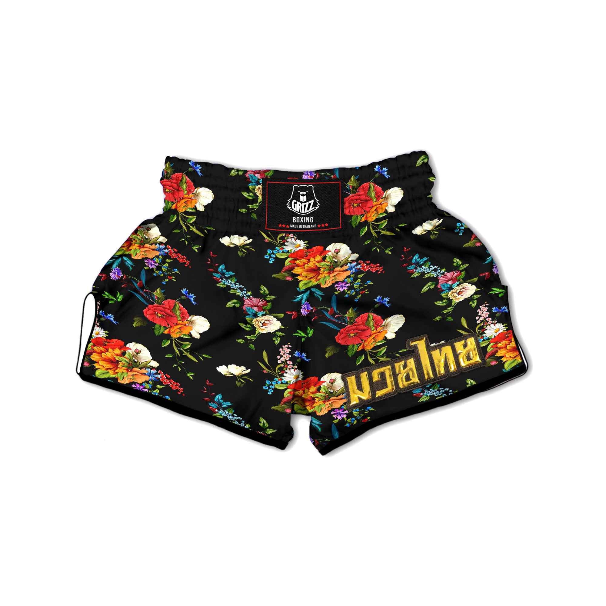 Chamomile And Poppy Print Pattern Muay Thai Boxing Shorts-grizzshop